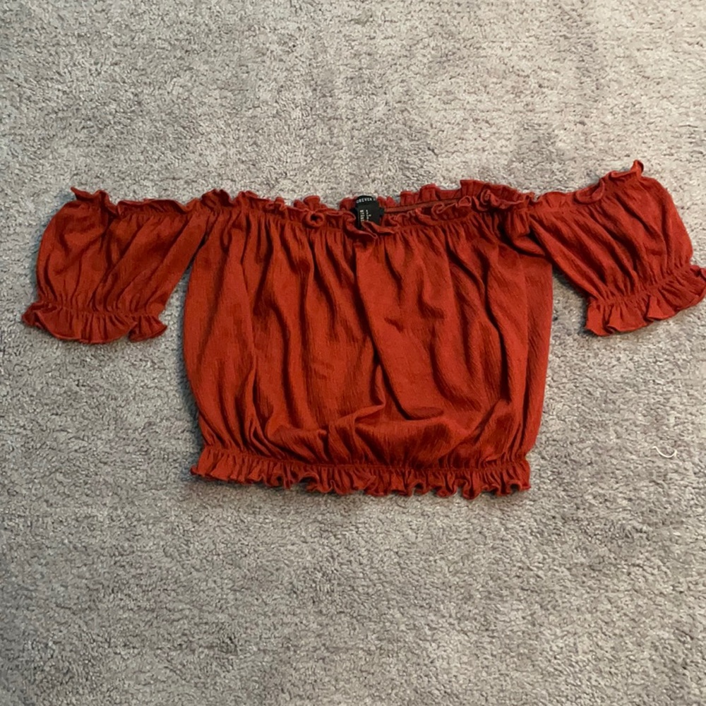 off shoulder orange top
